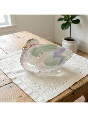 Vintage Walther Glas Duck Family Lidded Glass Trinket Box West Germany 6"